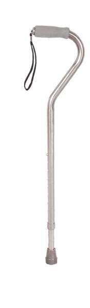 Offset handle adj. cane w/strap silver Offset handle adj. cane w/strap silver Product Image
