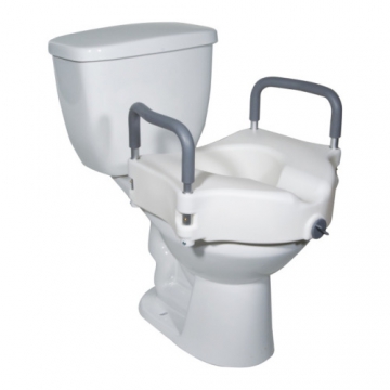 Raised toilet seat with lock for bathroom safety