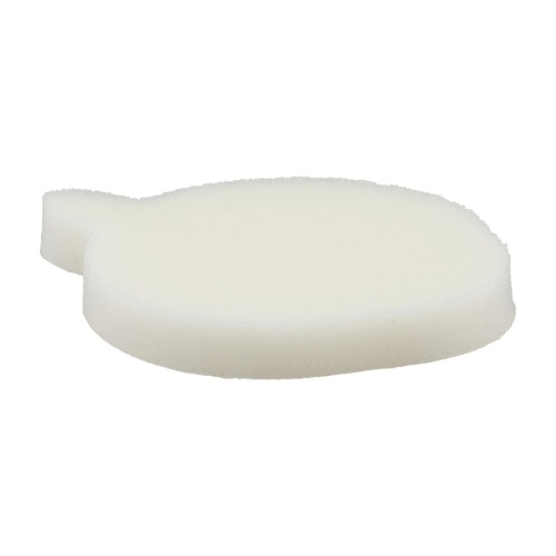 Profile view of a non-absorbent white dense foam replacement pad used for applying lotions and oils to hard-to-reach areas without wasting product. Product Image