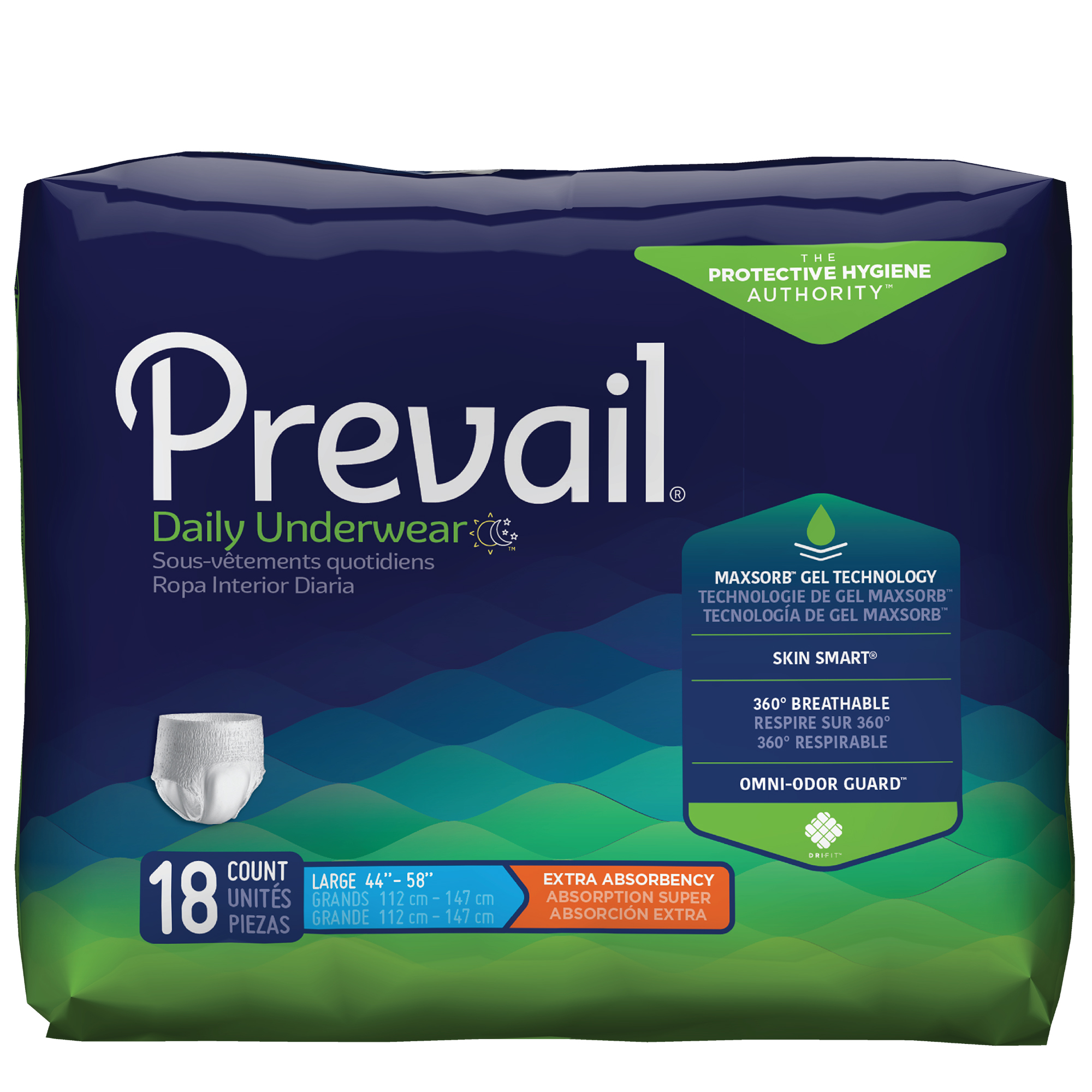Prevail Extra Absorbency Underwear, Large, 18 count Prevail Extra Absorbency Underwear, Large, 18 count Product Image