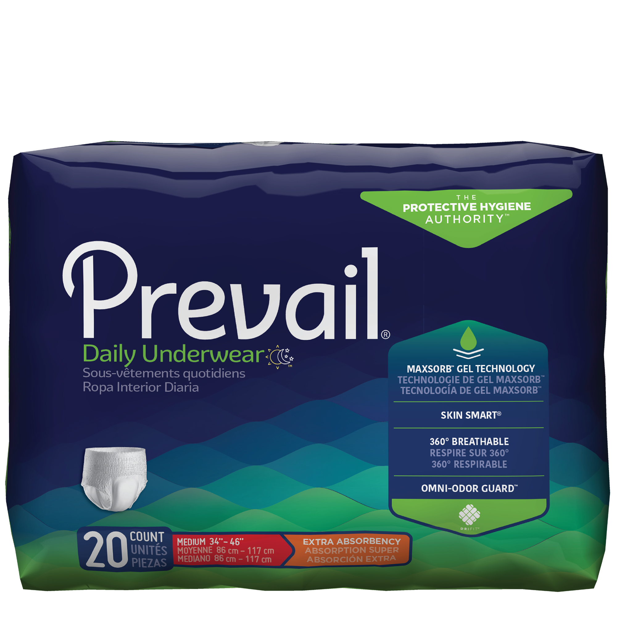 Prevail Extra Absorbency Underwear, Medium, 20 count Prevail Extra Absorbency Underwear, Medium, 20 count Product Image