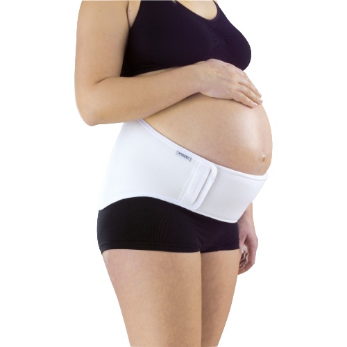 Pregnant woman wearing the white protect.Maternity belt for back support. Product Image