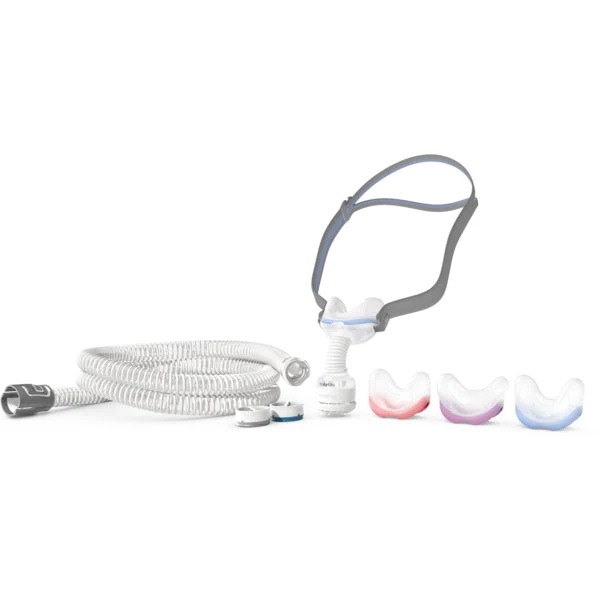ResMed AirFit N30 mask setup pack for AirMini including headgear, nasal cradles in multiple sizes, hose tubing, and HumidX cartridges. Product Image