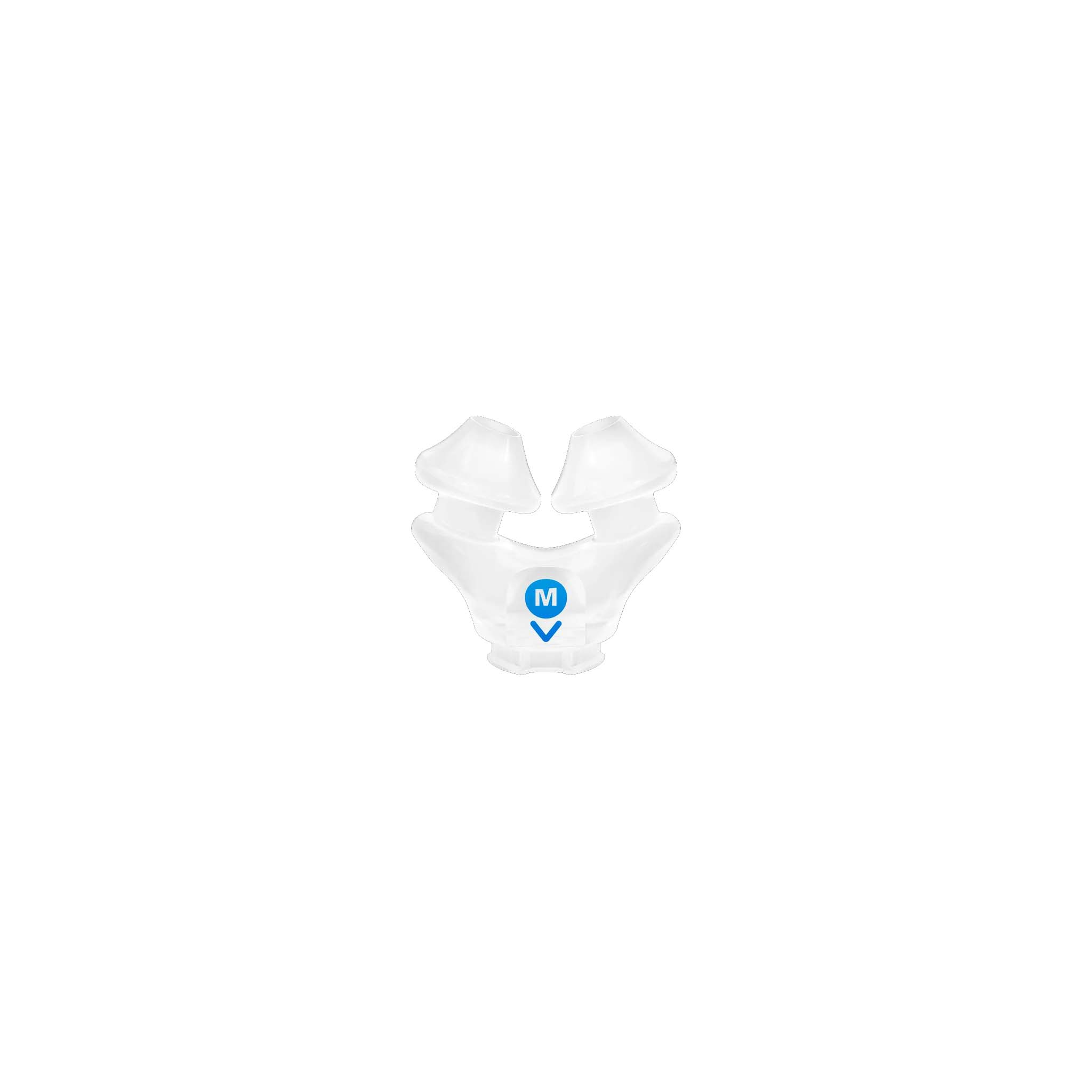 resmed-airfit-x30i-nasal-pillow-cushion-medium Front closeup view of a medium ResMed AirFit X30i replacement nasal pillow cushion with blue size indicator. Product Image