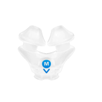 Front closeup view of a medium ResMed AirFit X30i replacement nasal pillow cushion with blue size indicator.