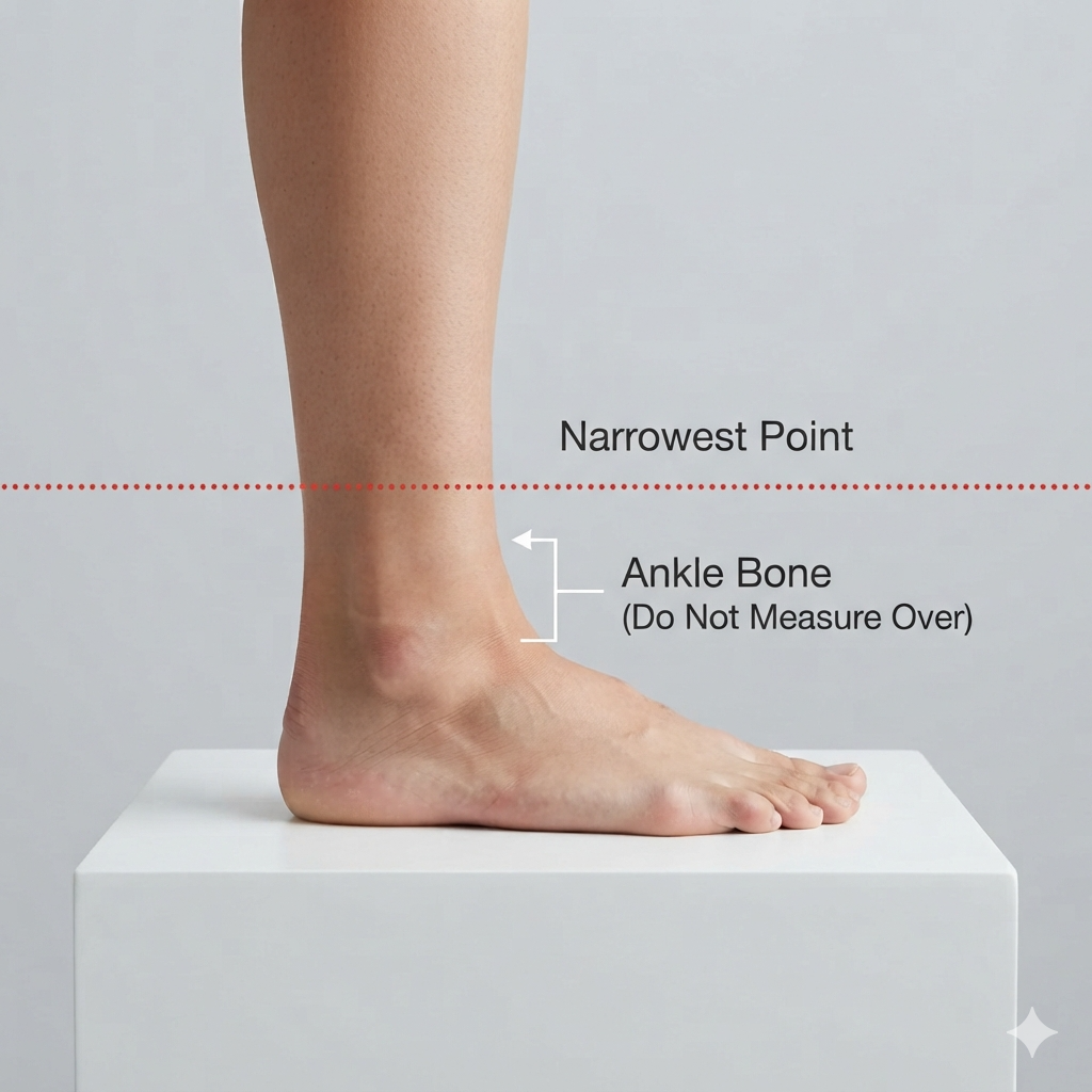 Illustration showing ankle circumference measurement