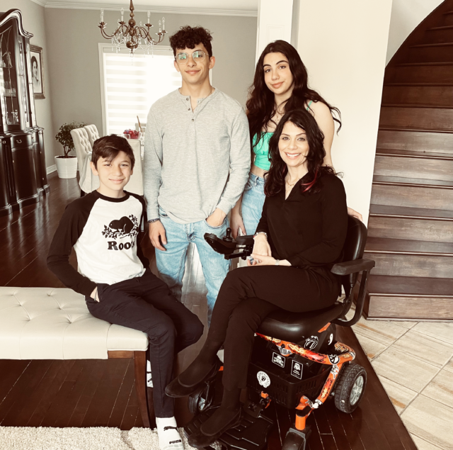 Anna Giannakouros on her Golden LiteRider Envy Power Wheelchair with her children