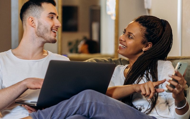 Couple looking online