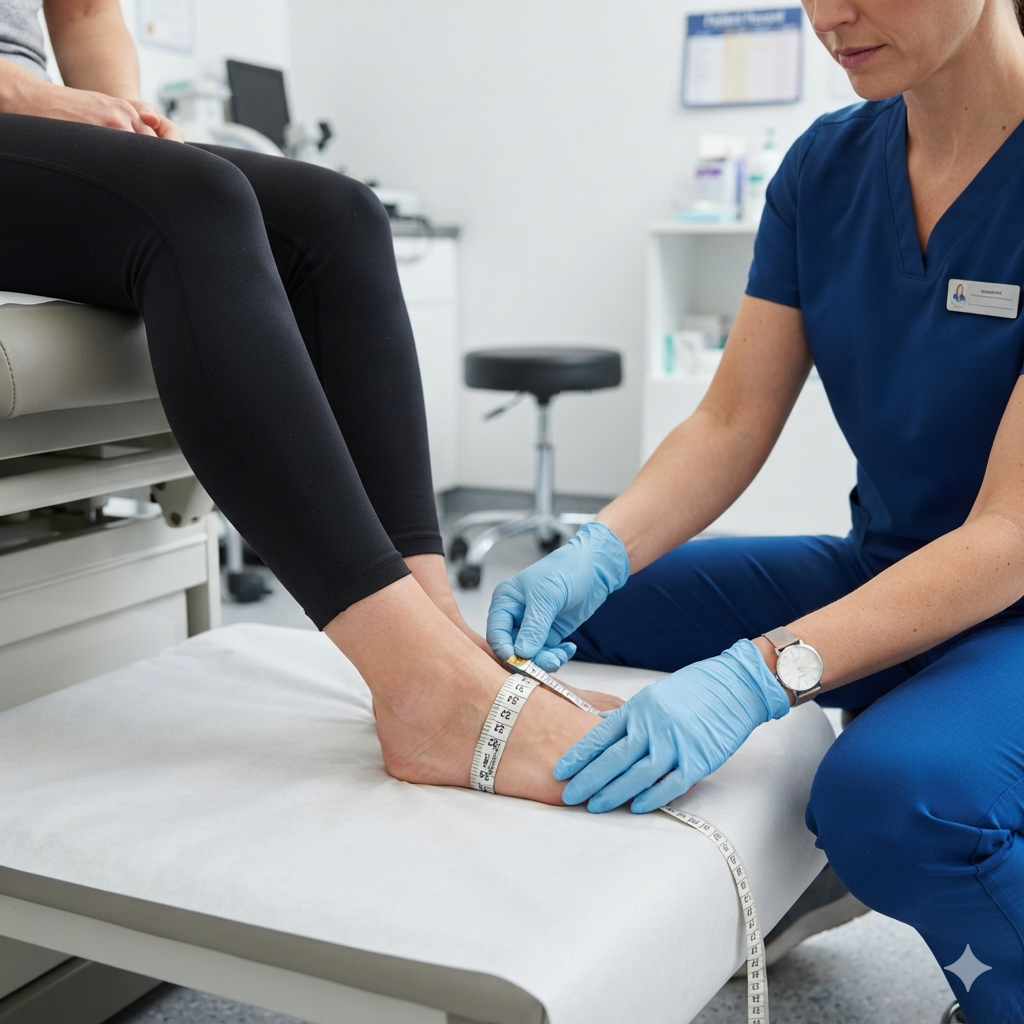Illustration showing foot arch measurement