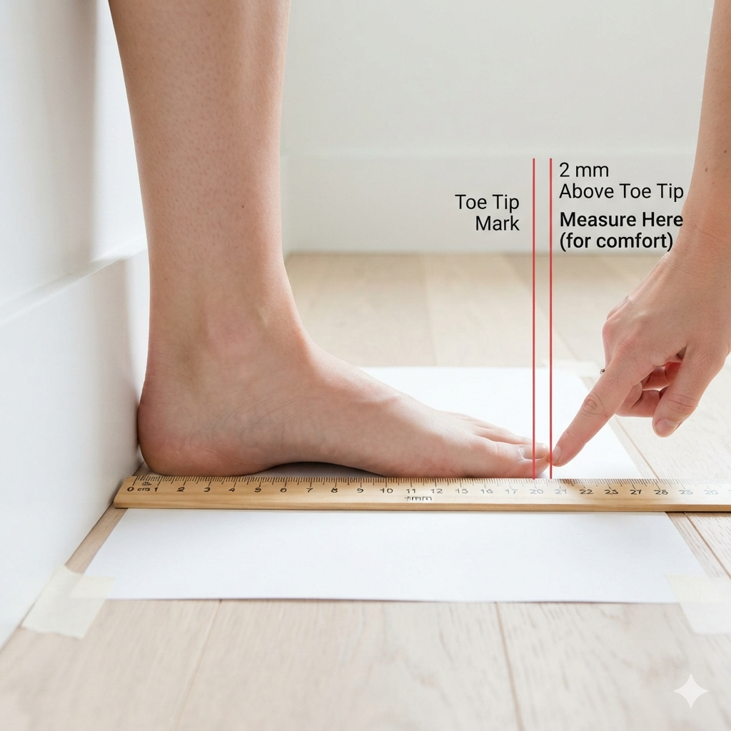 Illustration showing foot length measurement