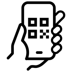Icon of smartphone scanning a QR code