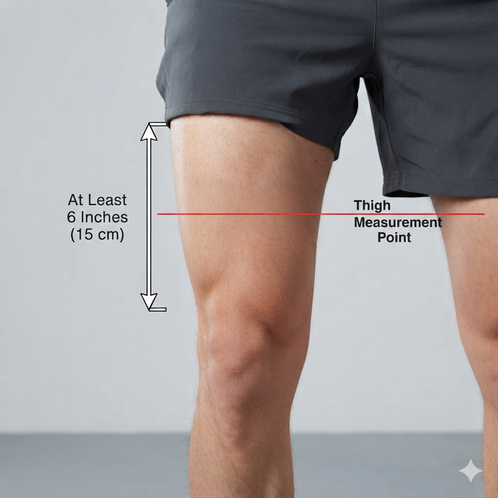 Illustration showing thigh circumference measurement