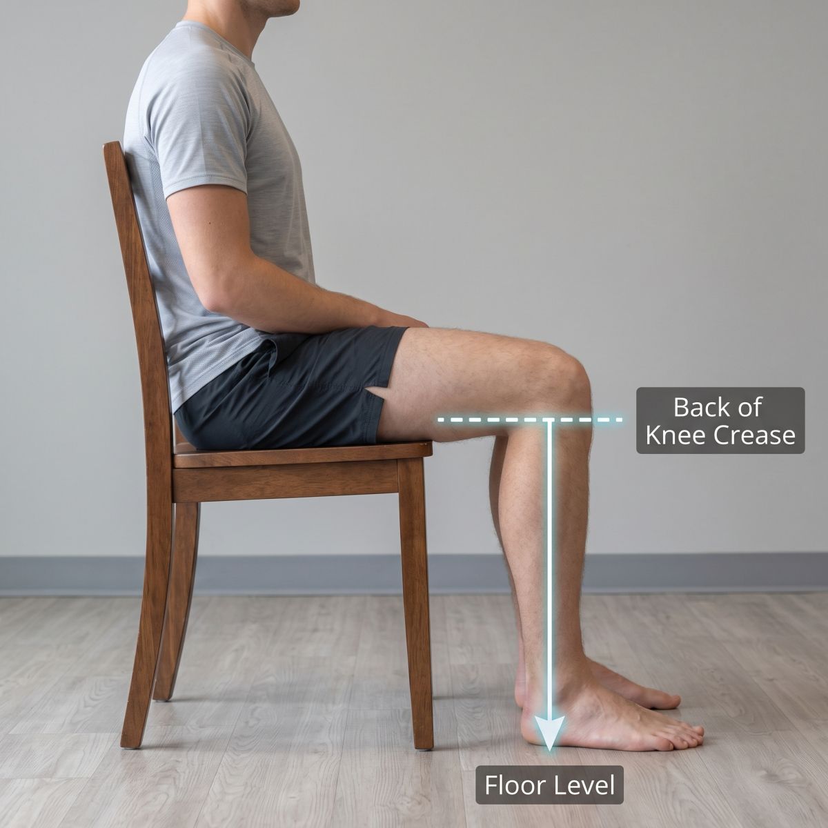 Illustration showing knee length measurement point