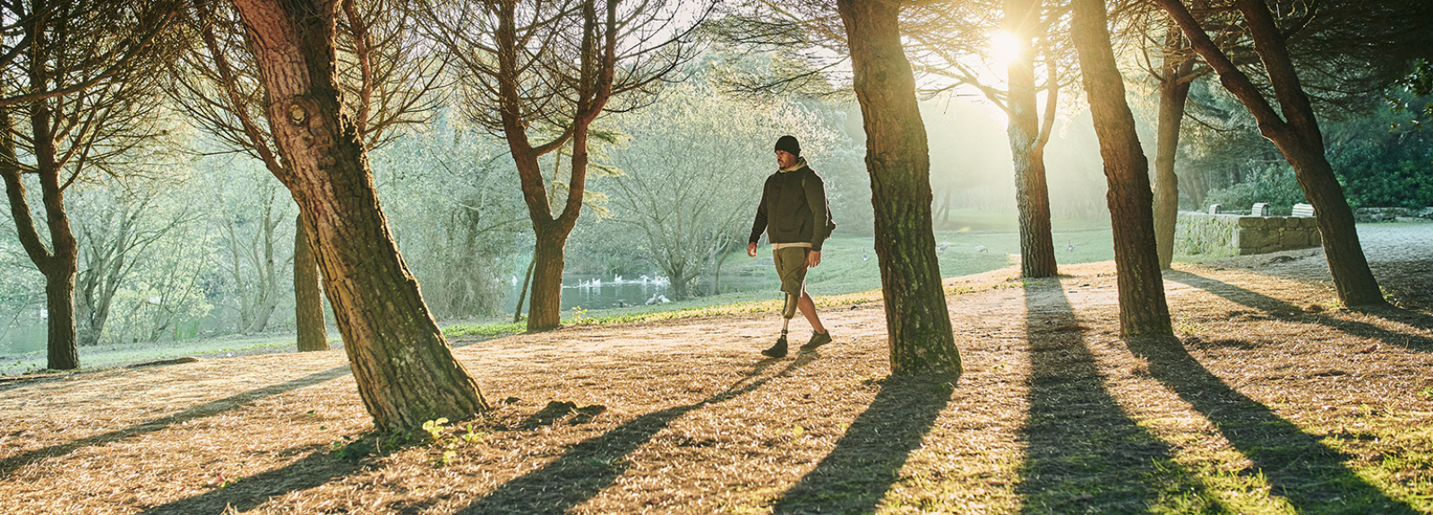 Ossur photo of man with prosthetic leg hiking